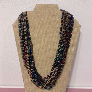 Chucky Multi Strand‎ Wood/resin Bead Necklace colorful statement piece
